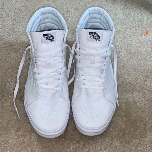 triple white high top vans